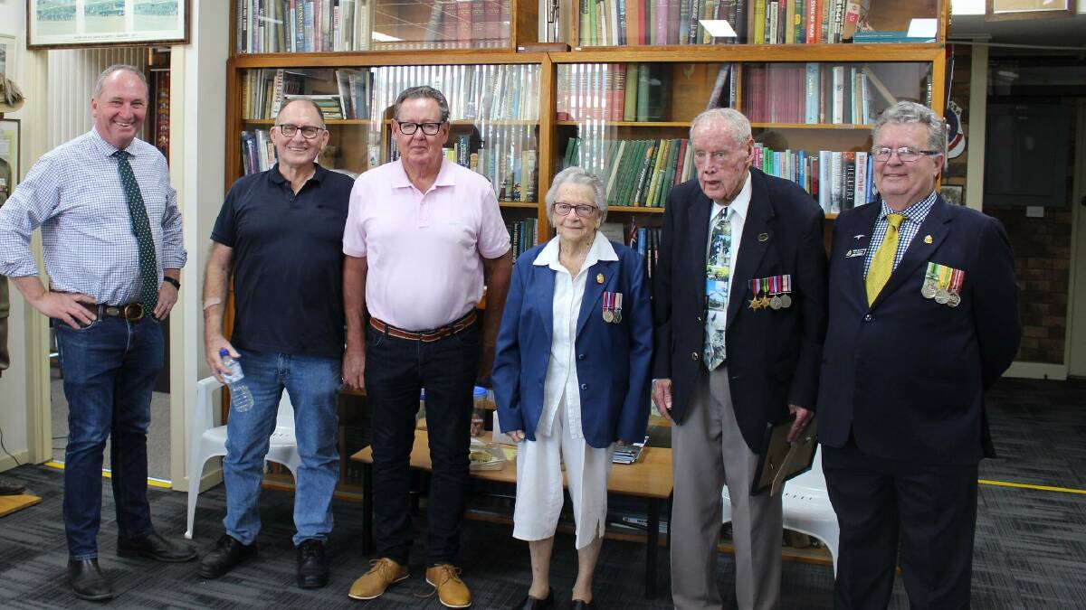 Barnaby Joyce, Max Richardson, Peter Woolaston, Agnes Richardson, Jack Woolaston and Tamworth RSL Sub Branch's David Howell at a ceremony in 2020 commemorating 75 years since the end of WWII. Picture file