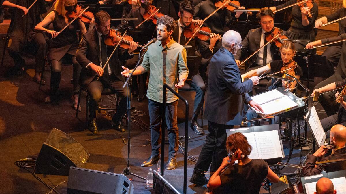 Lior singing and Nigel Westlake conducting the orchestra. Picture by Craig Abercrombie