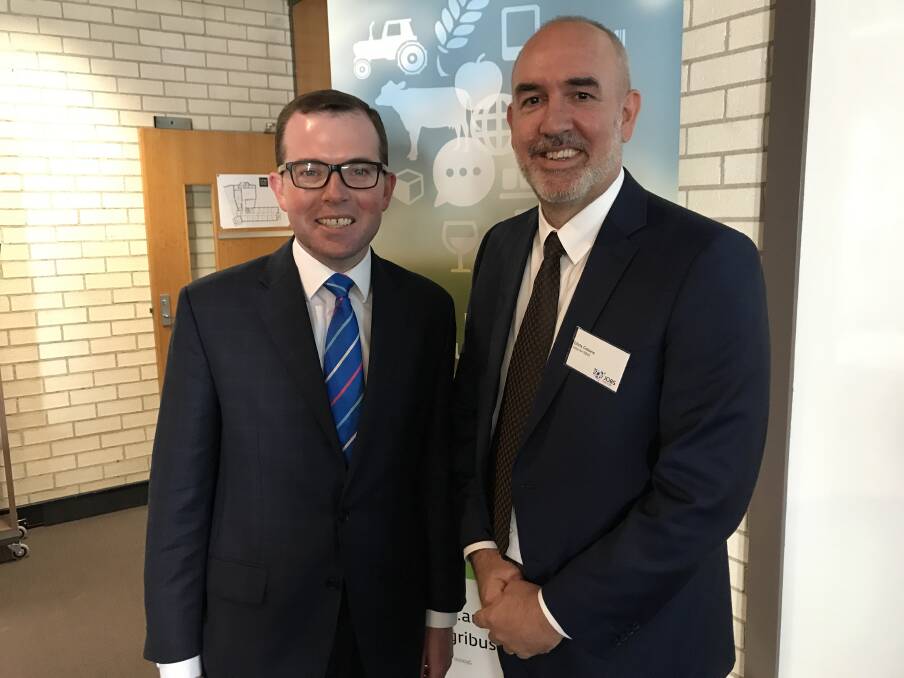 Agtech future: Member for Northern Tablelands Adam Marshall and Agtech Cluster Champion Chris Celovic at the official announcement on Friday.