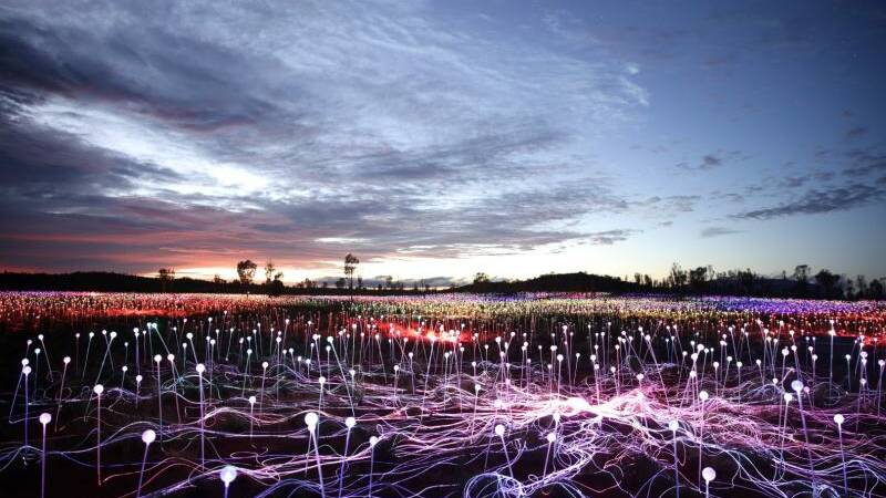 INSTALLATION: This is Bruce Munro's first solar powered installation; 36 solar panels interface with 144 projectors to make Field of Light come to life