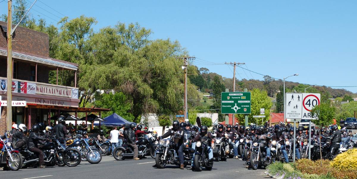 One for the road: More than 250 motorcyclists gathered in Walcha on Saturday morning before riding to a rally at Gingers Creek to protest the proposed speed limit changes to the Oxley Highway between Walcha and Wauchope. 