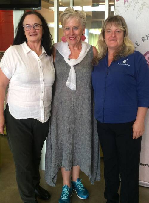  Robyn Goodall and Kylie Goodwin from the Apsley Riverview Hostel with Maggie Beer at the recent 'Creating an Appetite for Life' workshop in Armidale.