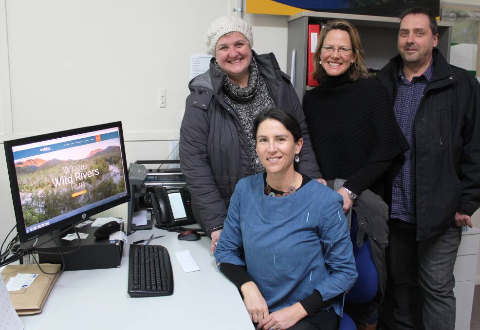 Website designers Kate Durack and Michael Luchich from Alternation with Walcha Tourism officers Susie Crawford and Lisa Kirton.