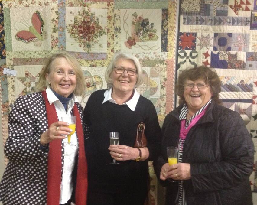 In creative spirits: Quilt enthusiasts Helen Wauch and Rose McNeill with one of the exhibition organisers Vicki McIvor at this year's twilight opening.