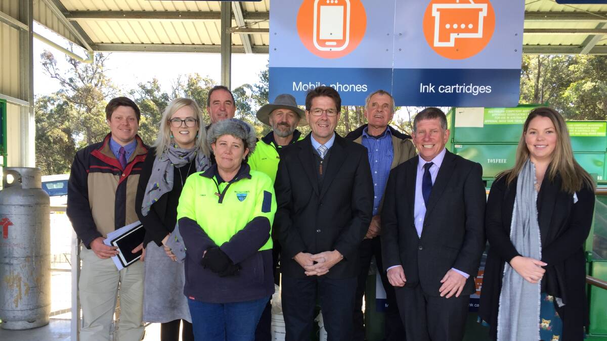 No waste: Dylan Reeves, Anna Lane, Eric Noakes, Linda Scherff , Kevin Anderson,  Frank Weidermann, Peter Blomfield, Jack O'Hara and Nicola Micallef at the opening of the Walcha Community Recycling Centre on Monday.