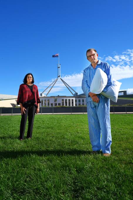 Dr Sutapa Mukherjee and Dr Michael Mosley, far left, visited Canberra during sitting week and tested several politicians. Picture SBS