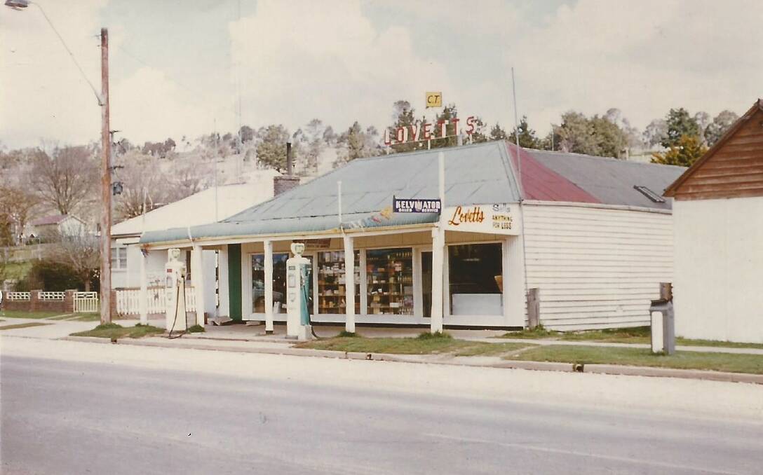 Piece of history: Lovett's Fitzroy Street Store at the time of its closure in 1969. Kerbside fuel bowsers were still being used in country NSW.