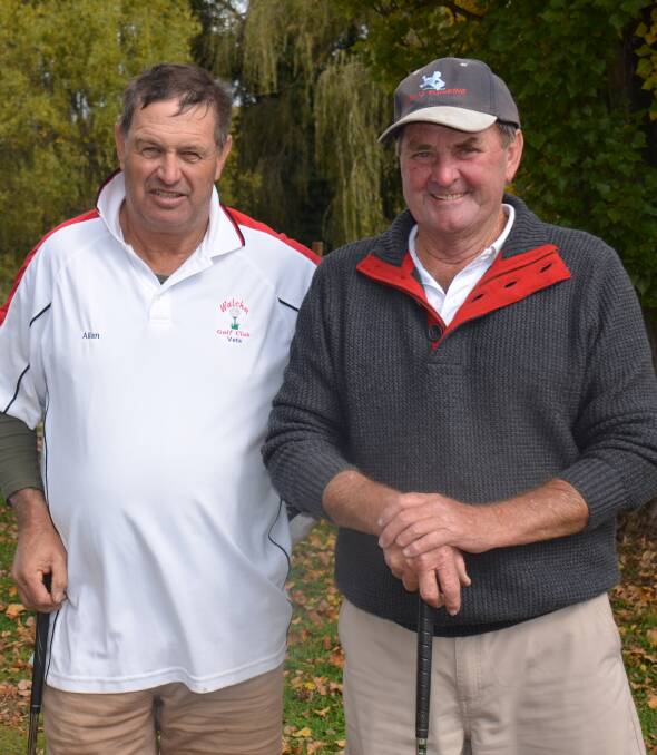 NEW ENGLAND'S BEST: Walcha Golf Club president Allan Green and Veterans president Neil Dark were part of the winning team. They competed at Guyra last week. 