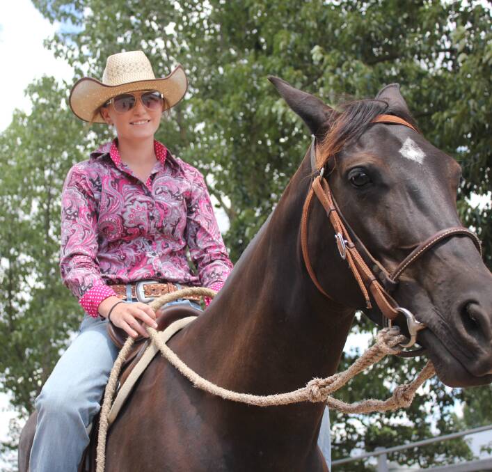 Taneisha Southeron and horse Susie practise for the campdraft.