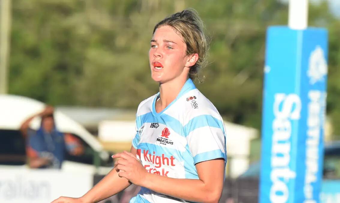 Ferguson in action in her first outing for the Waratahs - at the 2023 Santos Festival of Rugby in Narrabri.