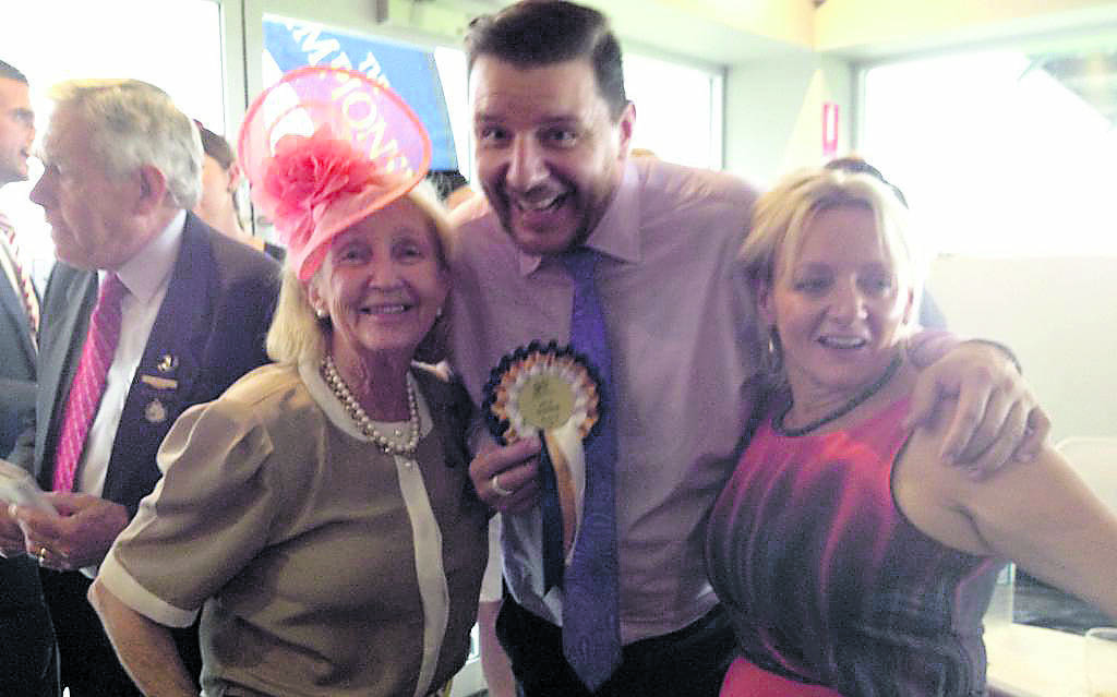 Helen Wauch with celebrity chef Manu Feildel and Moonbi racehorse trainer Ruth Cooper.