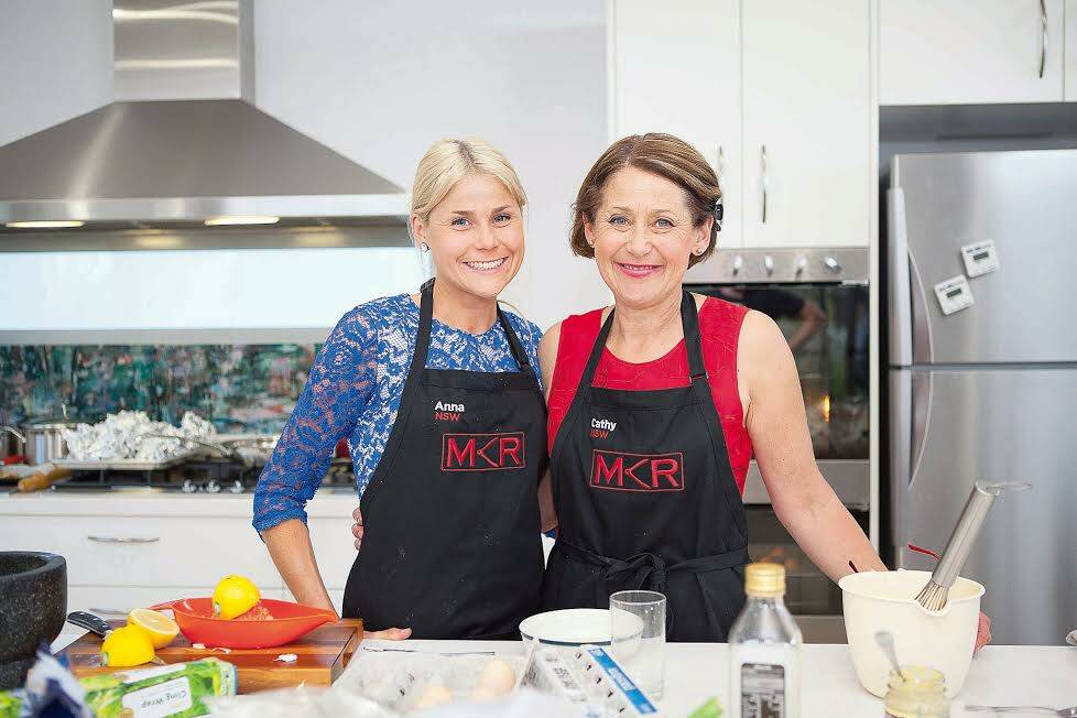 Mother and daughter duo Anna and Cathy Lisle on set for My Kitchen Rules. 