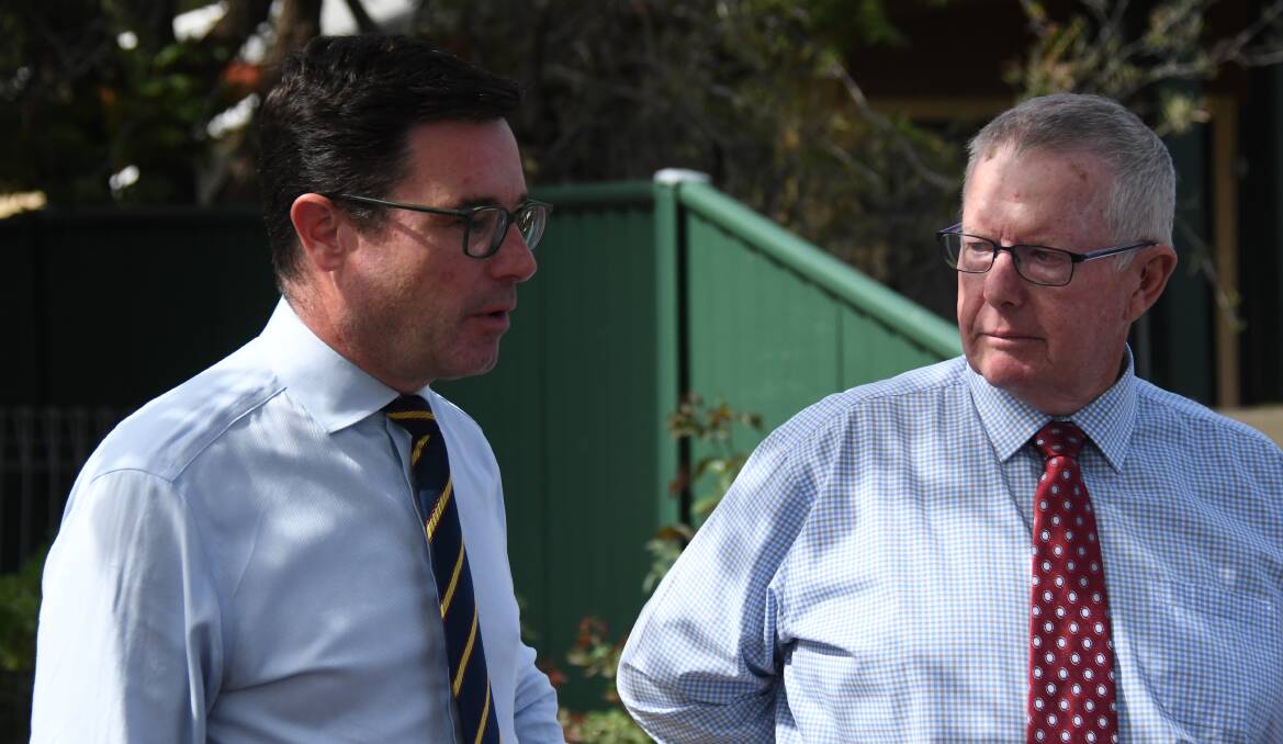Member for Parkes Mark Coulton (right) and Nationals leader David Littleproud were in Dubbo on Monday, April 15. Picture by Tom Barber