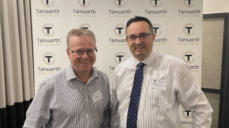 Tamworth Regional Council general manager Paul Bennett with Tamworth Business Chamber President Matthew Sweeney. Picture by Jonathan Hawes