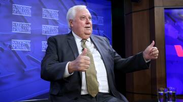 Clive Palmer speaks at the National Press Club in Canberra. Picture by James Croucher
