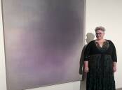 NERAM director Rachael Parsons with Marisa Purcell's, Evening Tint, 2022. Acrylic on linen. Part of the New at NERAM exhibition, this work was donated through the Australian Government's Cultural Gifts Program by Marisa Purcell in 2023. Picture supplied.
