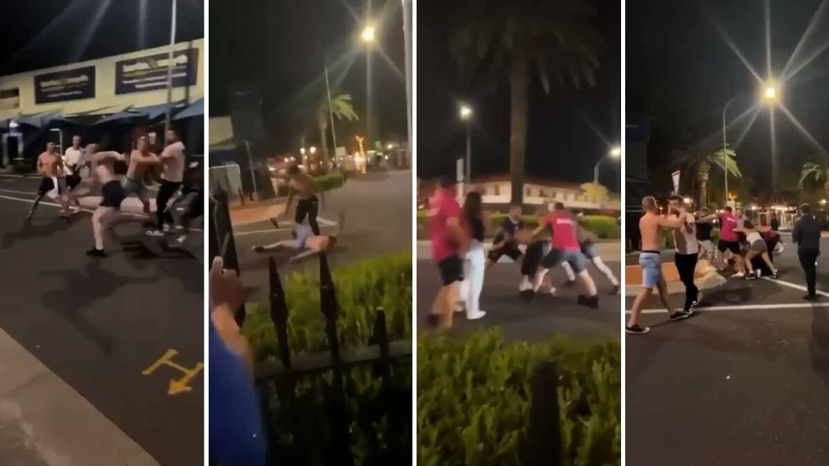 The fight involved up to 20 people out the front of a Tamworth hotel.