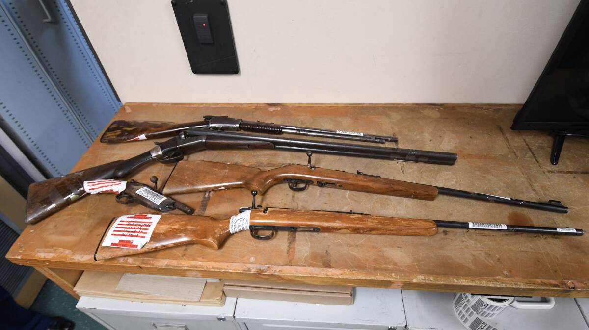 SURRENDERED: 93 firearms were surrendered to Oxley Police District officers during the amnesty. Photo: Gareth Gardner
