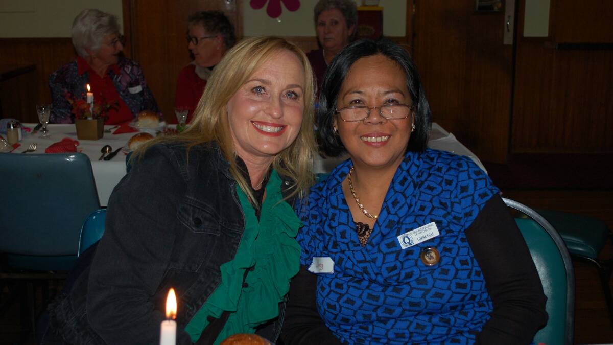 Guest speaker and 'Heart to Heart' founder Donna Rankin with Quota International Walcha president Lorna Egli at last week's friendship dinner.