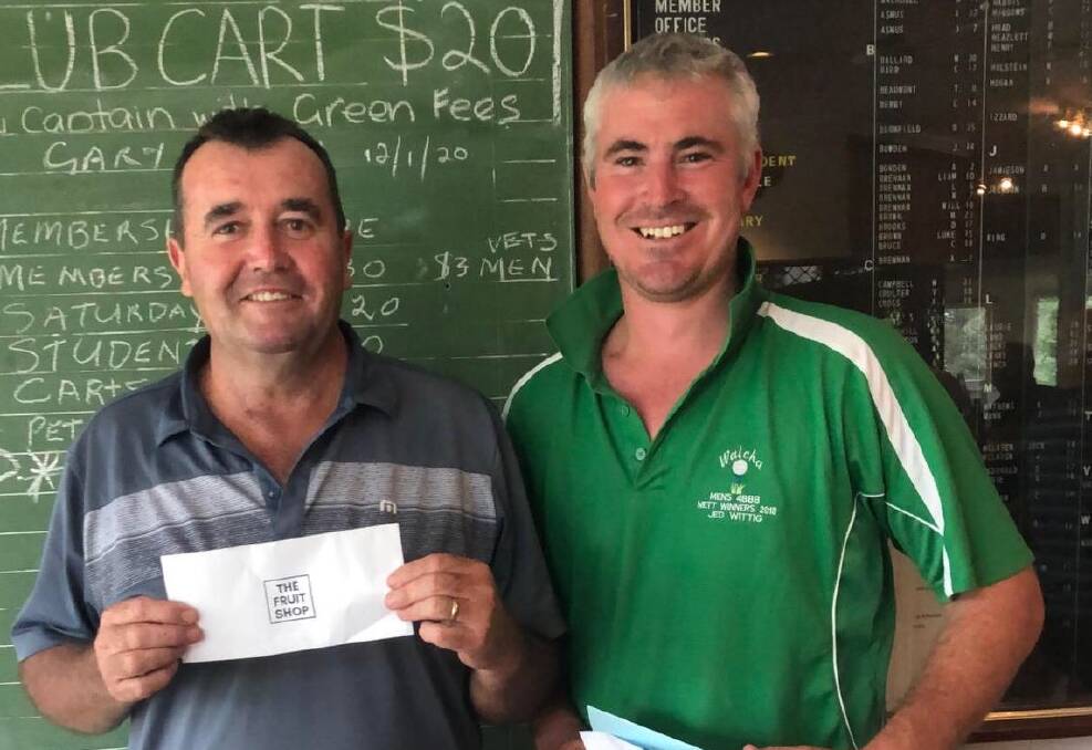 LET'S PLAY: Wayne Brennan and Jed Wittig qualified NSW Keno Ambrose' after carding a more than handy 61 nett in the two-person ambrose event at Walcha Golf course last Sunday.