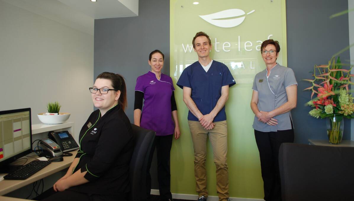 Walcha practice coordinator Grace Battese , dentist Dr Erin Partridge, owner Dr Scott Williams and Armidale practice coordinator Wendy Clark in the newly opened White Leaf Dental Walcha clinic