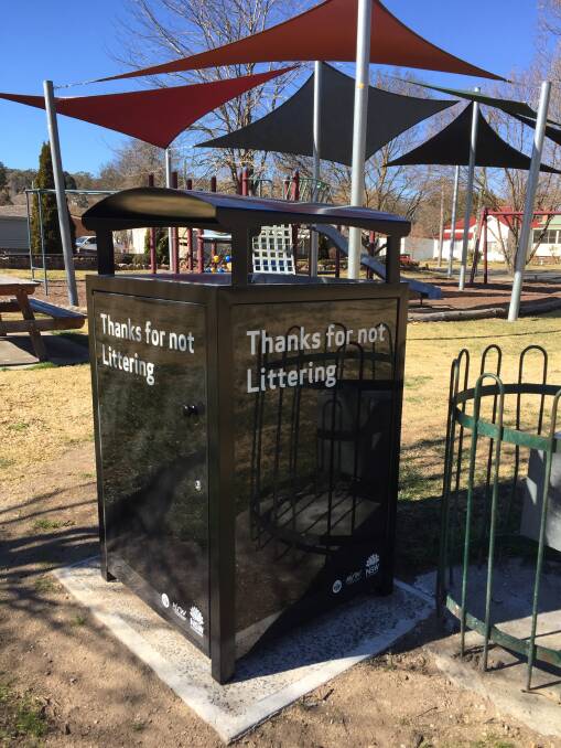 One of two new bins recently installed in McHattan Park