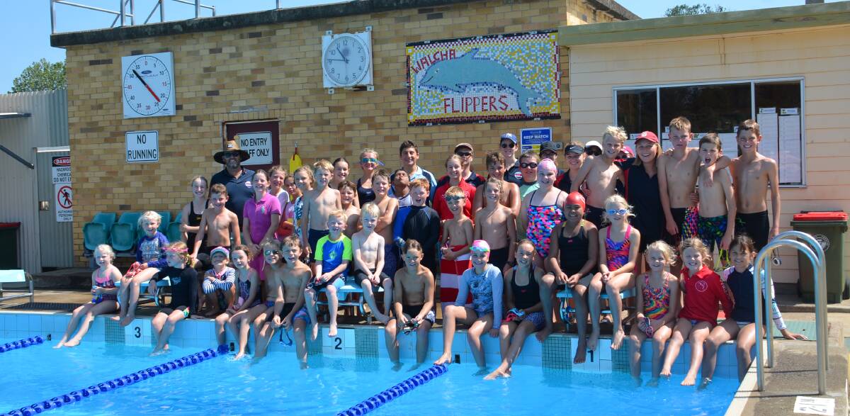 SWIMMING DEVOTEES: Many members of the Walcha Flippers enjoyed their James Harwood swim clinic last Sunday and the club recorded no less than 95 PBs at its first swim meeting for the year -despite less than half of the members attending.