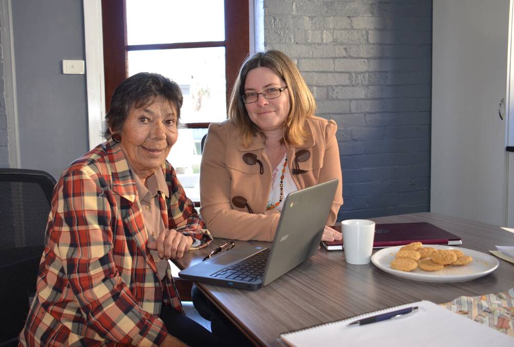Aunty Sue with Joanne Stead working in the offices of Amaroo last month