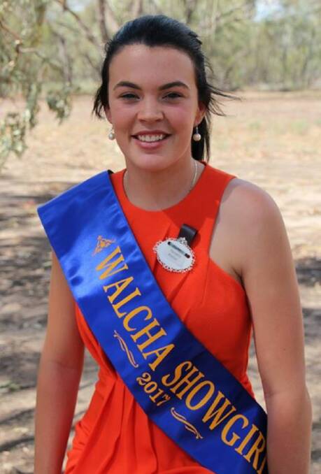 Lady in red: The 2017 Walcha Showgirl Tanisha Daniels says the best bit of the showgirl experience is getting to know the other girls from all the other towns and doing something for the community. 