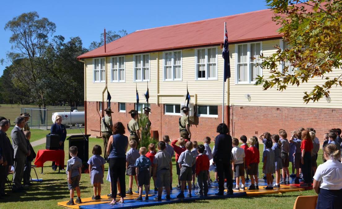 LEST WE FORGET: Last Thursday Walcha Central School took time out before school holidays began to pay their respects to current and former defence personnel. Photo: Vanessa Arundale