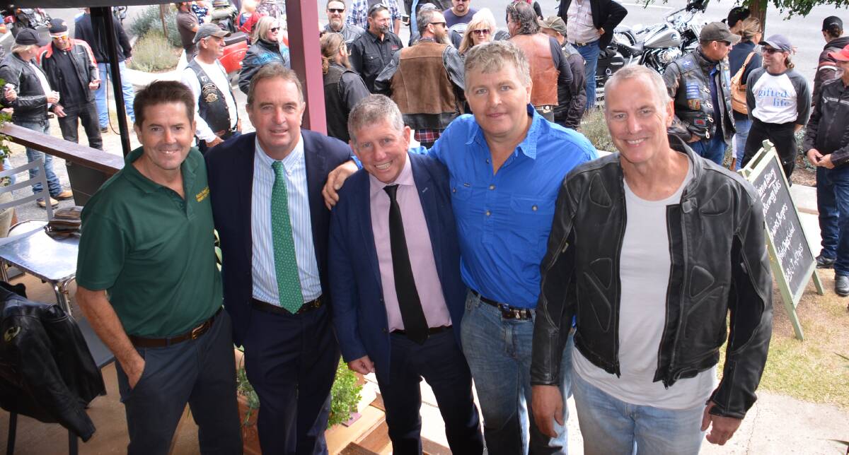 MP for Tamworth Kevin Anderson with Walcha mayor Eric Noakes, Walcha Council general manager Jack O'Hara, Walcha grazier George Spring and Inside Line Events director David Rollins at the launch of the Freak Show Festival of Motorcycles in February.