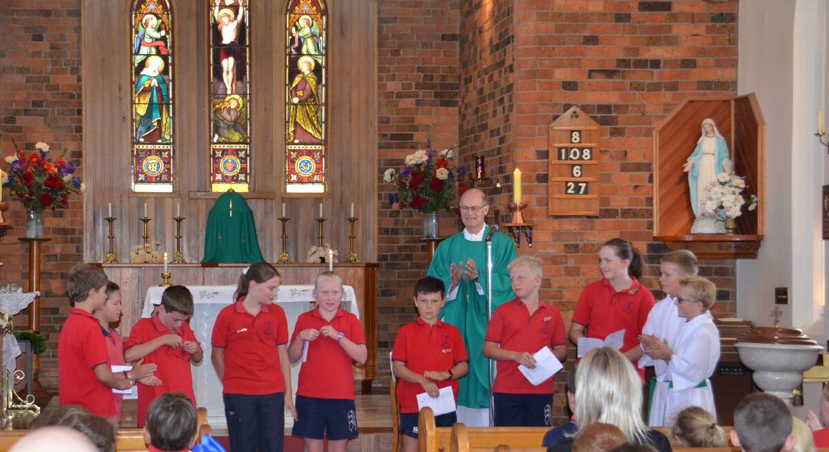 St Patrick's Primary 2019 Leadership Team receive their badges at the school's first mass for the year last Friday.