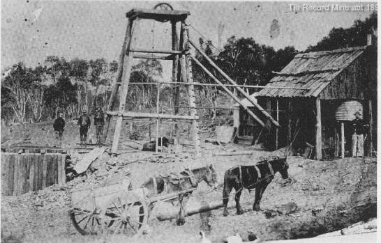 Record Mine, Tia, circa 1890. Gold mining activity was first recorded in 1866