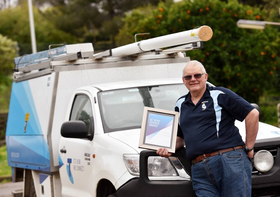 SWITCHING OFF: Barry Watt will is soon to officially retire after working as a technician for Telstra (and all its previous incarnations) for 50 years. Photo: Gareth Gardner 140916GGB01