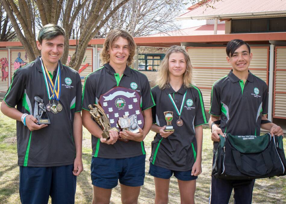 YOUNG GUNS: Brayden Bloomfield, Morgan Dunn, Rory Jessop and Teraia Masters at the Nomads' presentation.
