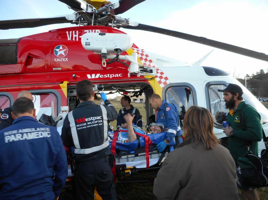 THUMBS UP: Green is set to be airlifted to Tamworth Hospital. Photo: Contributed
