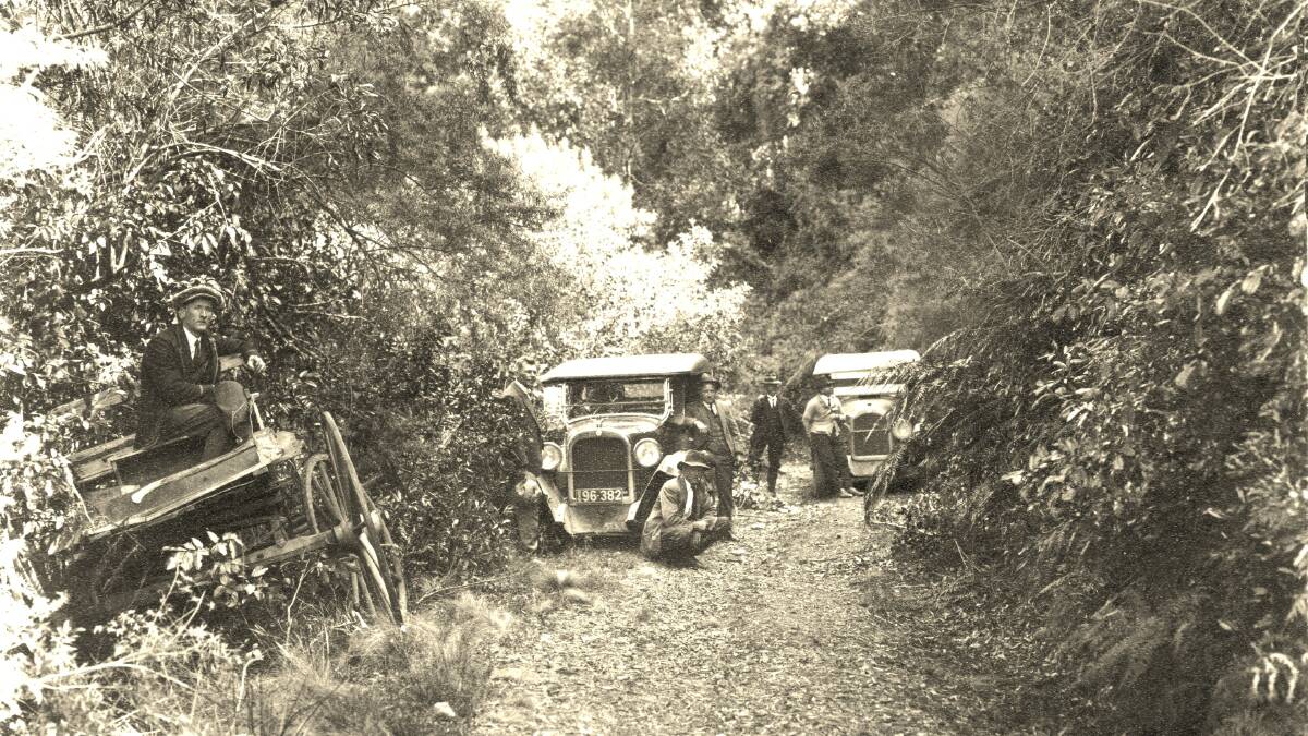 Tough going: The narrow overgrown Road to Port Macquarie in 1926.