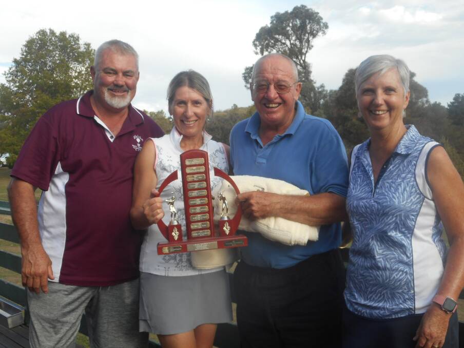 Great day: Colleen Cross Memorial winners Donna Martin and Simeon Cross (centre) with runners-up A.J.Cross and Julie Hoad.