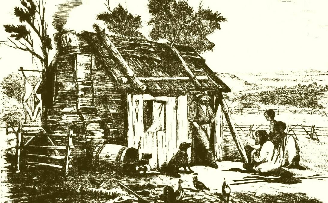 A bit rough and ready: A shepherd’s hut as depicted in the Sydney Illustrated News of August 15, 1866.
