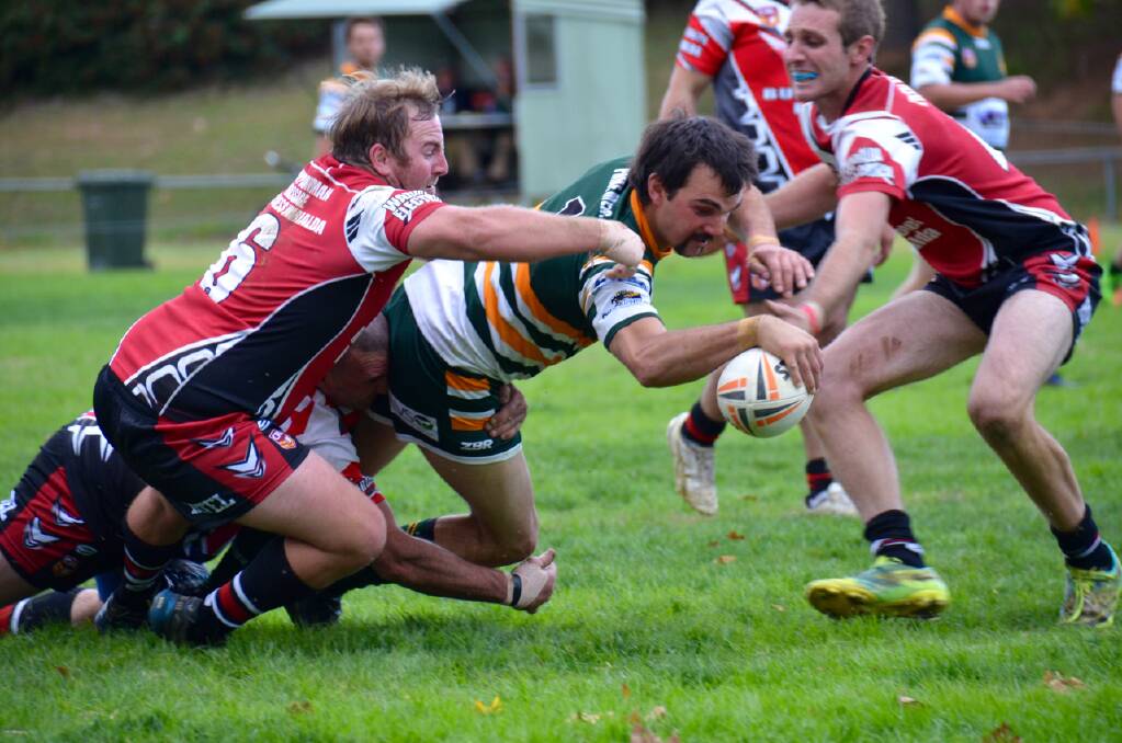 Fast-paced: Roos captain Steve Eveleigh touches down against Warialda.Will it be his last try for the Roos?