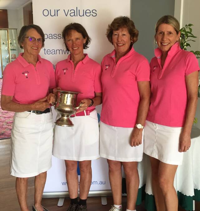 HOME TOWN WIN: Golf Open winners Barb Mulligan, Polly Locke (nett), Cheryl McDonald and Donna Martin (scratch).