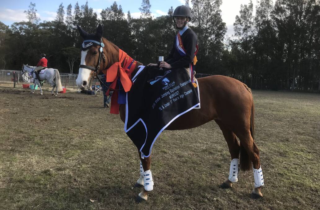 TOP PRIZE: Ana Haling and Kirby Park Irish Empress won the 15 and under 17 highest pointscore at the Pony Club NSW state showjumping and equitation championships. 