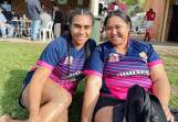 Lupe Mikaele and Meri Leiataua soak up the sun following the Red Devils win over Narrabri on Saturday. Picture by Samantha Newsam