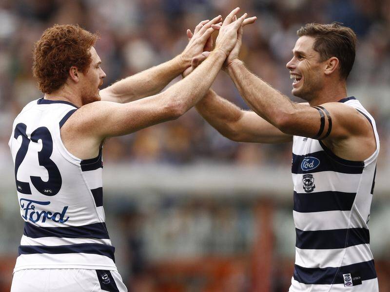 Geelong retain top spot of the AFL ladder after another round of shock results.