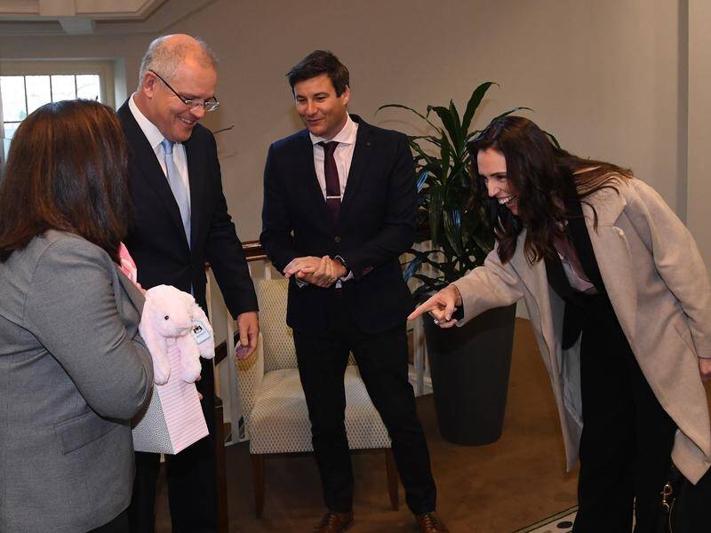 Mr and Mrs Morrison gifted Ms Ardern's daughter Neve a pink toy bunny.