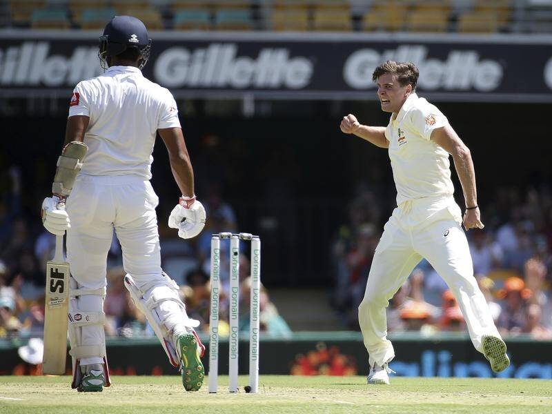 On fire: Australia's three-wicket rookie hero Jhye Richardson.