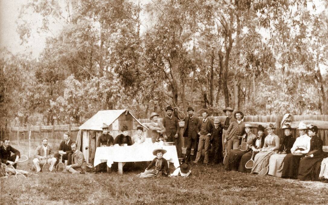 Game to love: Members and guests at a Walcha Lawn Tennis Club fixture at the Walcha showground in the late 1890s.