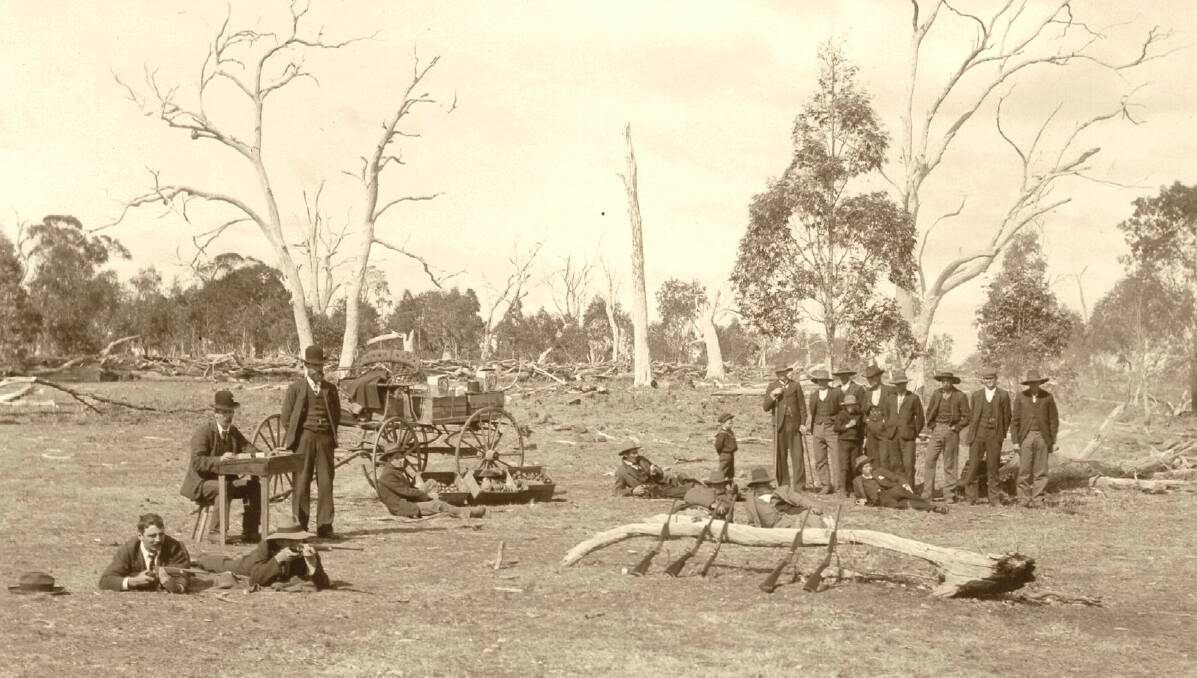 A Walcha Rifle Club competition in the early days at Round Swamp.