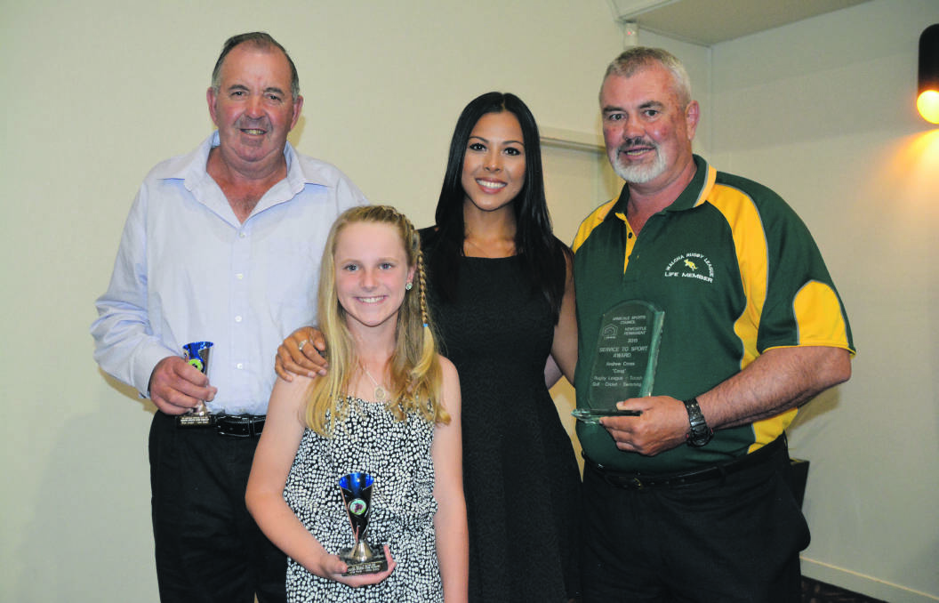 Top class: Brian Lockyer (left) with fellow finalist Jorja Powers and Andrew Cross in 2015 at the Armidale Sports awards.