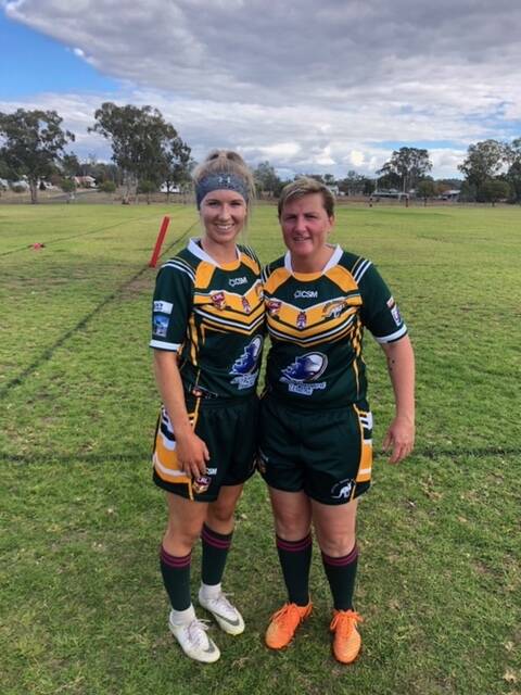 Point scoring machines: Jillaroos Shae Partridge and Robyn Broadbent after their 44 point scoring haul last Saturday.